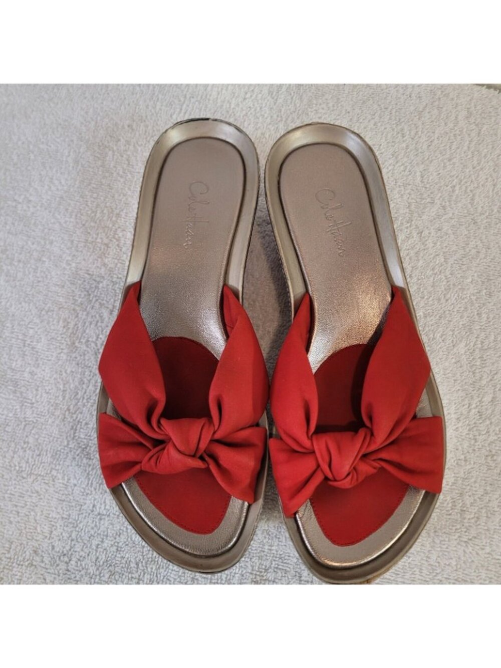 Cole Haan Platform Wedge Sandals Womens 6.5 Red Slip On Air Cushioned EUC - Picture 2 of 10